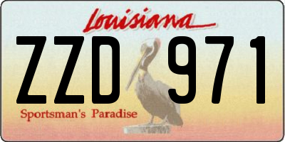 LA license plate ZZD971