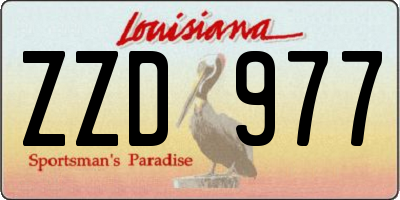 LA license plate ZZD977