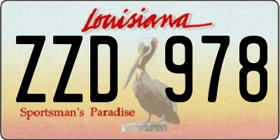 LA license plate ZZD978