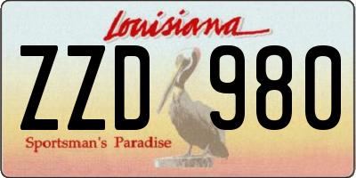 LA license plate ZZD980