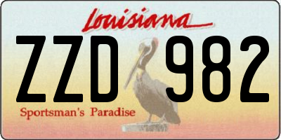 LA license plate ZZD982