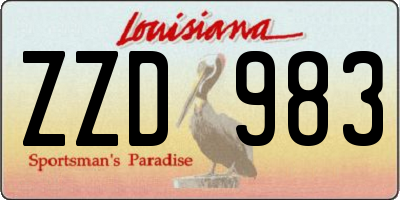 LA license plate ZZD983