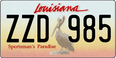 LA license plate ZZD985