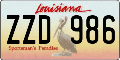 LA license plate ZZD986