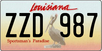 LA license plate ZZD987