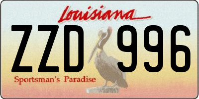 LA license plate ZZD996