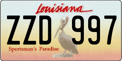 LA license plate ZZD997