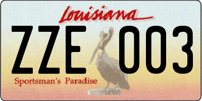 LA license plate ZZE003