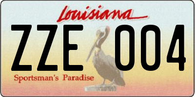 LA license plate ZZE004