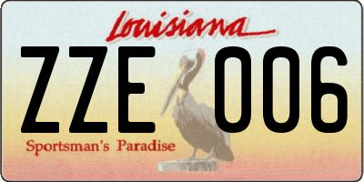 LA license plate ZZE006