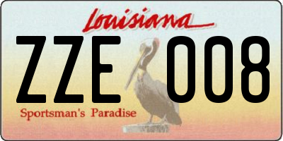 LA license plate ZZE008