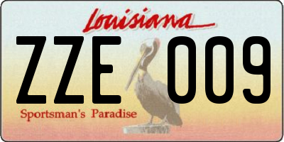 LA license plate ZZE009