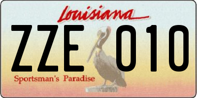 LA license plate ZZE010