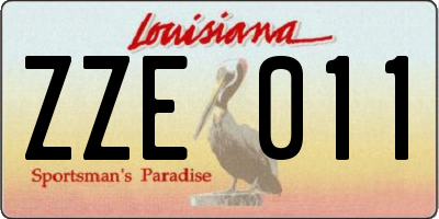 LA license plate ZZE011