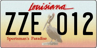 LA license plate ZZE012