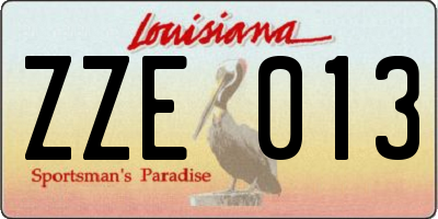 LA license plate ZZE013