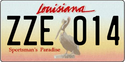 LA license plate ZZE014