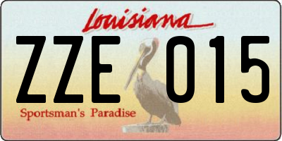 LA license plate ZZE015