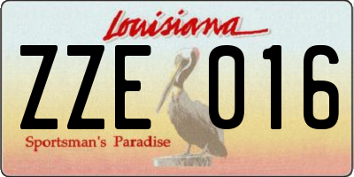 LA license plate ZZE016