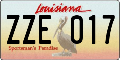 LA license plate ZZE017