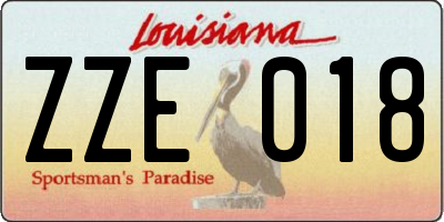 LA license plate ZZE018