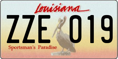 LA license plate ZZE019