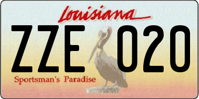 LA license plate ZZE020