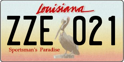 LA license plate ZZE021