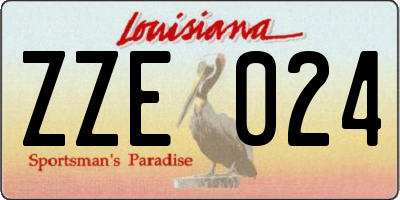 LA license plate ZZE024