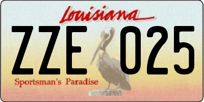 LA license plate ZZE025