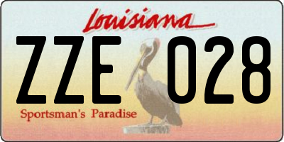 LA license plate ZZE028