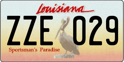 LA license plate ZZE029