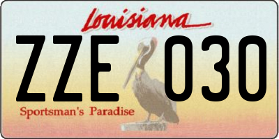 LA license plate ZZE030