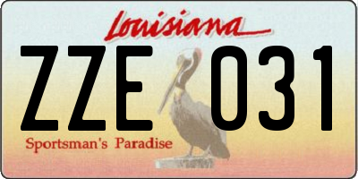 LA license plate ZZE031