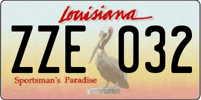 LA license plate ZZE032