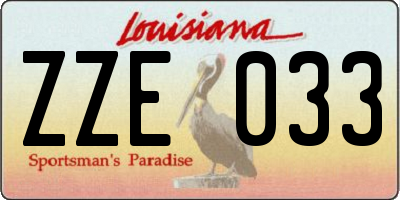 LA license plate ZZE033