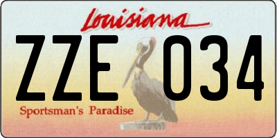 LA license plate ZZE034