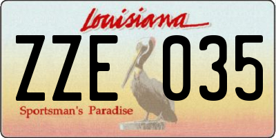 LA license plate ZZE035