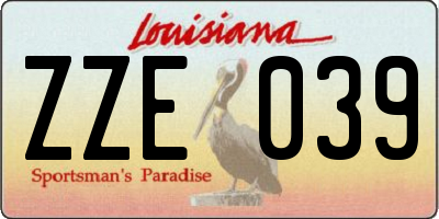 LA license plate ZZE039