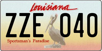 LA license plate ZZE040