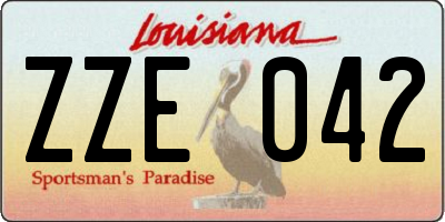 LA license plate ZZE042