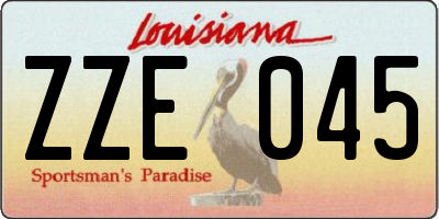 LA license plate ZZE045