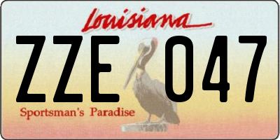 LA license plate ZZE047