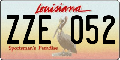 LA license plate ZZE052