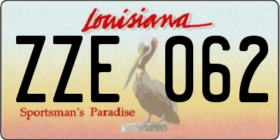 LA license plate ZZE062