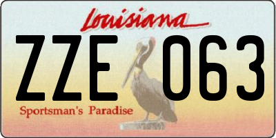 LA license plate ZZE063