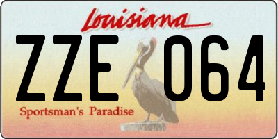 LA license plate ZZE064