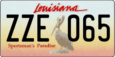 LA license plate ZZE065