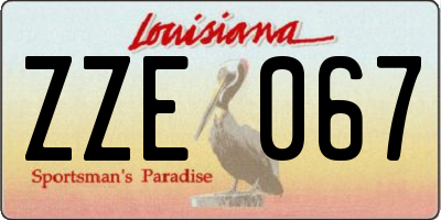 LA license plate ZZE067