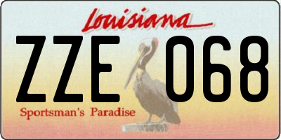 LA license plate ZZE068